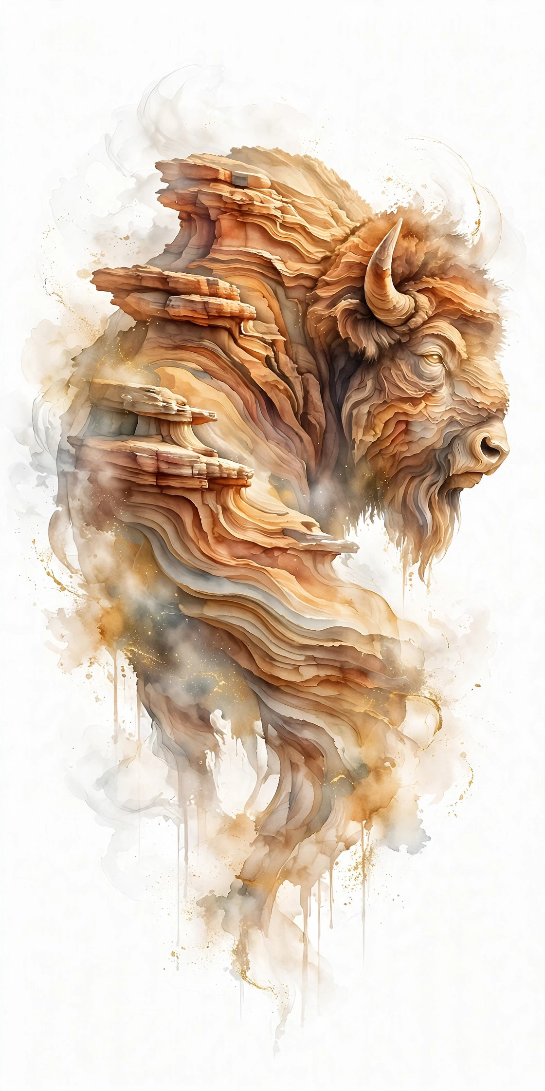 Mountain — Bison totem painting